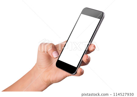 Female hands holding modern mobile phone 114527930