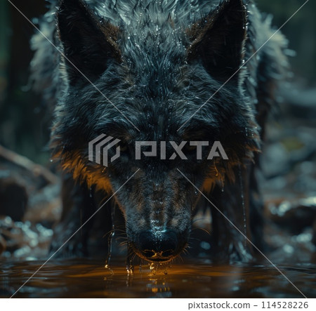 Majestic predator: wolf, a symbol of wilderness and strength, embodies grace and power in its natural habitat, capturing the essence of untamed beauty and primal instincts. Majestic predator: wolf, a symbol of wilderness and strength, embodies grace and power in its natural habitat, capturing the essence of untamed beauty and primal instincts. 114528226