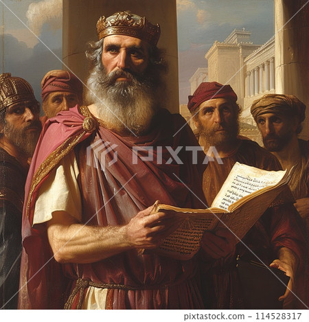 Royal legacy: king Salomon, an iconic biblical figure known for wisdom, wealth, and legendary reign, symbolizing power and influence throughout history and legend 114528317