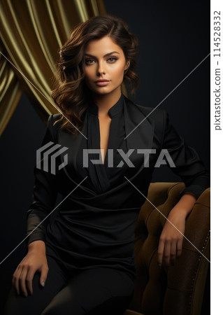 Elegance beautiful woman in business suit, tuxedo for wedding, blending professionalism with timeless bridal chic, embodying grace, style, sophistication for stunning celebration or meeting Elegance beautiful woman in business suit, tuxedo for wedding, blending professionalism with timeless bridal chic, embodying grace, style, sophistication for stunning celebration or meeting 114528332