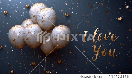 Expressive love: a charming greeting card adorned with heart-shaped balloons and the heartfelt text i love you, a perfect token for a loved one, celebrating affection and romance on Valentine's Day. Expressive love: a charming greeting card adorned with heart-shaped balloons and the heartfelt text i love you, a perfect token for a loved one, celebrating affection and romance on Valentine's Day. 114528386