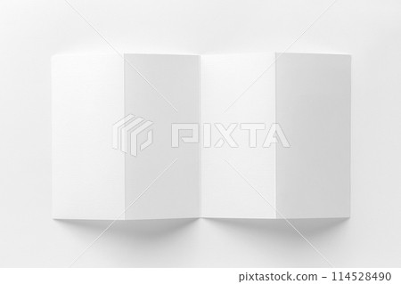Mockup of opened four fold brochure isolated at white background 114528490