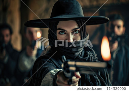 Elegant musketeer in historical attire, portraying bravery and chivalry in an enchanting renaissance setting, a symbol of classic heroism and adventure 114529000