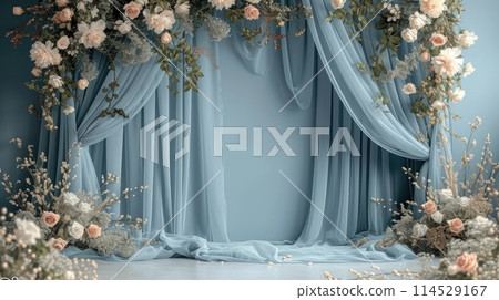 Romantic allure: captivating wedding invitation card adorned with text wedding, blending elegance and sentiment in beautiful design, perfect for announcing and inviting to joyous celebration of love. 114529167