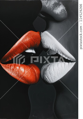 Capturing love's essence: a celebration of kisses on kissing day, an intimate showcase of tender moment, passionate connection, affectionate expressions in language of love and romance 114529266