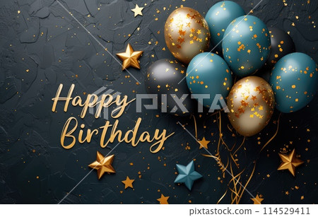 Festive joy: a heartwarming greeting card adorned with the text happy birthday, radiating celebratory cheer and warm wishes, perfect for expressing love and joy on this special occasion. 114529411