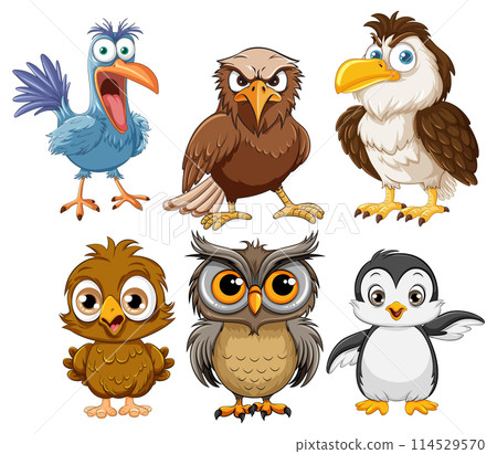Colorful Collection of Cartoon Birds 114529570