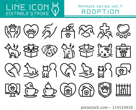 Line Icon Animal Series vol.7 Animal Protection Rescue Dogs and Cats 114529838
