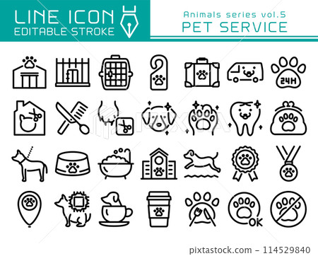 Line Icon Animal Series Vol.5 Pet Services Pet Hotel Trimming 114529840