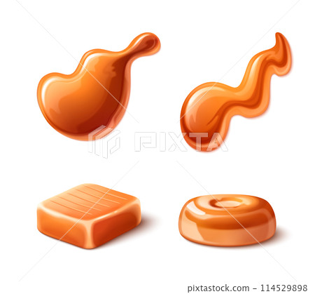 Caramel syrup swirl, liquid toffee cream drop flow Caramel syrup swirl, liquid toffee cream drop flow 114529898