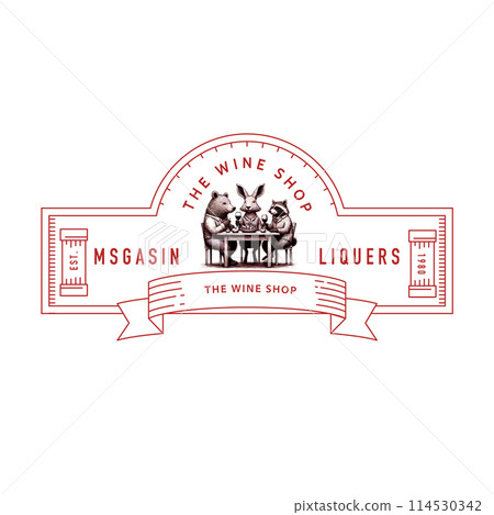Classic logo label with animal illustrations 114530342