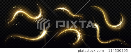 Gold magic star trail with glitter and light dust Gold magic star trail with glitter and light dust 114530395