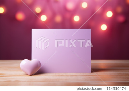 Capturing love: a stylish Valentine's Day mockup with copy space frame, perfect for creating personalized cards, digital displays, and romantic designs in a trendy and festive atmosphere. 114530474