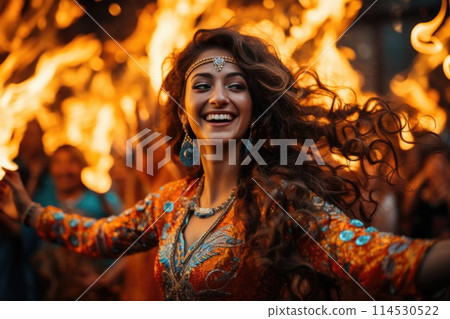 Happy lohri. Celebrating the warmth of cultural traditions and the joy of Lohri festival in Punjab: a vibrant cultural celebration of music, dance, and bonfires 114530522