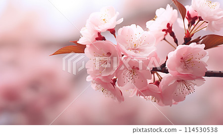 Celebrating nature's ephemeral beauty: the enchanting allure of cherry blossoms in spring, a symphony of pink blooms heralding renewal, serenity, and the timeless grace of fleeting floral elegance. 114530538