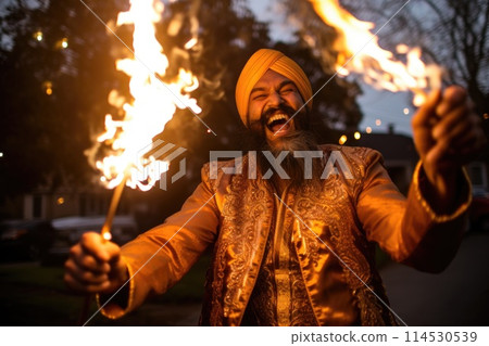 Happy lohri. Celebrating the warmth of cultural traditions and the joy of Lohri festival in Punjab: a vibrant cultural celebration of music, dance, and bonfires 114530539