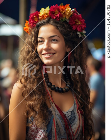 Happy cali fair Colombia. Lively celebration at la feria de cali: a kaleidoscope of colombian culture, salsa rhythms, and vibrant traditions in a festive and joyous atmosphere. 114530782