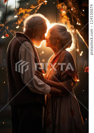 Old lovers, eternal love. The timeless love story of old lovers who have stood the test of time with devotion, affection, and memories 114530874