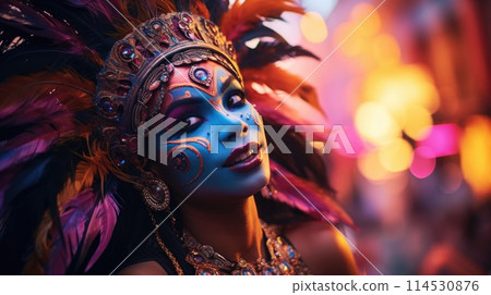 Carnival in Barranquilla, Colombia: A dazzling spectacle of vibrant costumes, rhythmic music, and lively dances, celebrating the city's rich cultural heritage and festive spirit. Carnival in Barranquilla, Colombia: A dazzling spectacle of vibrant costumes, rhythmic music, and lively dances, celebrating the city's rich cultural heritage and festive spirit. 114530876