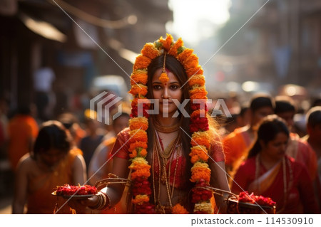 Happy gudi padwa: a joyous celebration of marathi new year, ushering in happiness, renewal, and cultural traditions, embracing festive spirit and new beginnings with family and cultural pride. 114530910