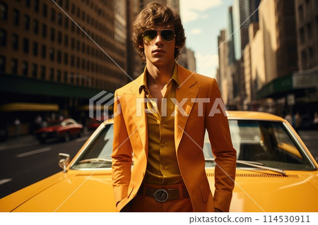 Vintage Retro style, feshion clothing, 1970s fashion, Bellbottoms 70s, hipsters, bell bottom pants, frayed jeans, midi skirts, maxi dresses, tie-dye, peasant blouses, and ponchos. 114530911