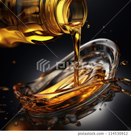 Motor oil in the mechanism of a car engine: care for durability and efficiency. car engine with lubricant oil on repairing. Concept of lubricate motor oil 114530912