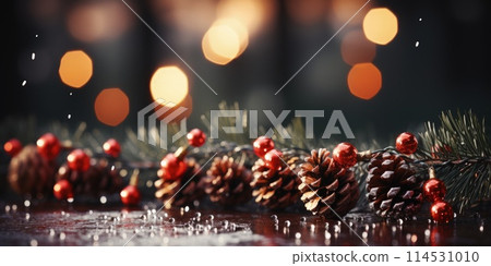 Vibrant New Year's Eve banner with space for copy, featuring festive decorations, creating a joyful and celebratory atmosphere for holiday greetings Vibrant New Year's Eve banner with space for copy, featuring festive decorations, creating a joyful and celebratory atmosphere for holiday greetings 114531010