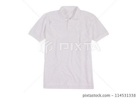 Front View of Blank White Polo t shirt Template for Graphic Mock Up 114531338
