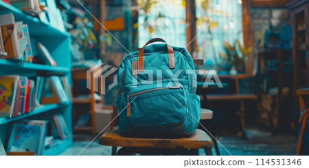 A school bag on the classroom chair 114531346