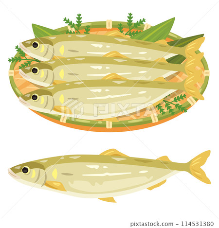 Ayu fish served in a colander 114531380