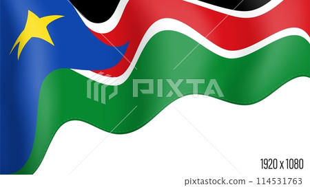 South Sudan country flag realistic independence day background. South Sudan commonwealth banner in motion waving, fluttering in wind. Festive patriotic HD format template for independence day South Sudan country flag realistic independence day background. South Sudan commonwealth banner in motion waving, fluttering in wind. Festive patriotic HD format template for independence day 114531763