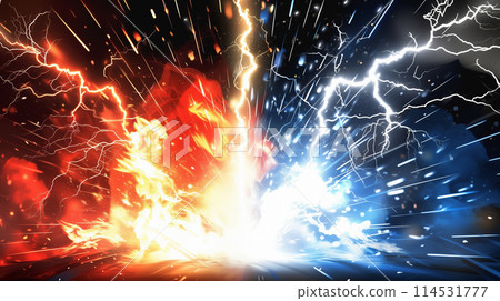 "Red and blue fighting lightning background" <AI generated material> 114531777