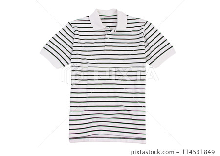 Photograph of blank polo t-shirt isolated on white  114531849