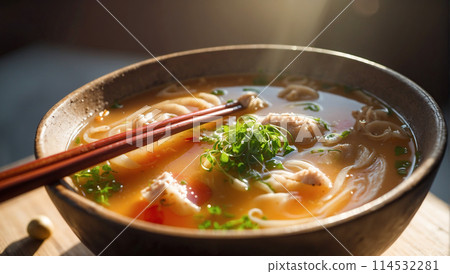 Traditional Chinese soup. Asian cuisine. Japanese food. 114532281