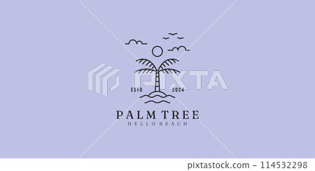 logo palm tree line simple vector logo illustration design 114532298
