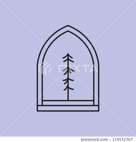 tree line art minimalist simple vector logo illustration design 114532767
