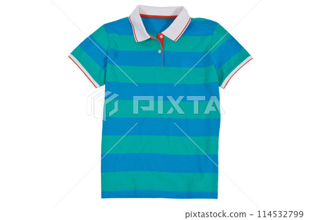 Photograph of blank polo t-shirt isolated on white 114532799