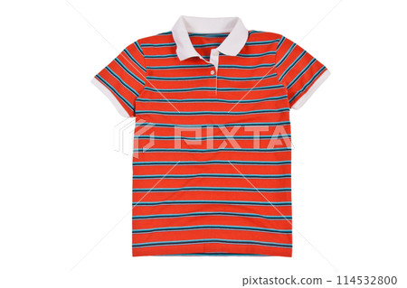Photograph of blank polo t-shirt isolated on white 114532800