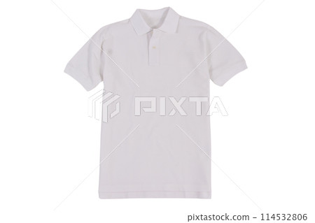 Photograph of blank polo t-shirt isolated on white 114532806