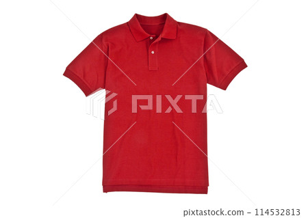Photograph of blank polo t-shirt isolated on white 114532813