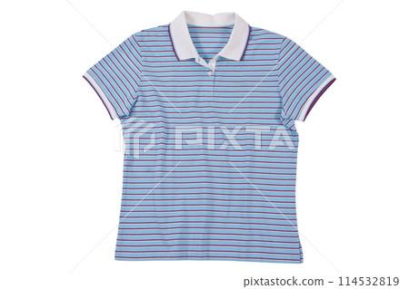 Photograph of blank polo t-shirt isolated on white Photograph of blank polo t-shirt isolated on white 114532819