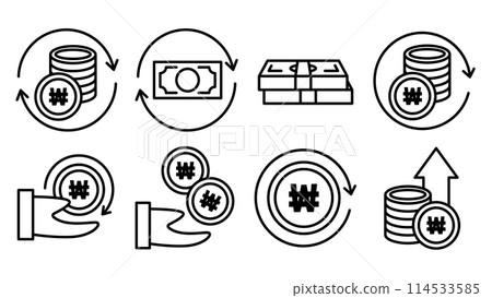 Won profit return icon set Won profit return icon set 114533585