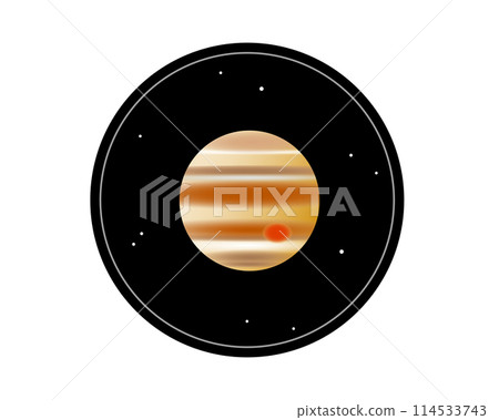 Simple illustration of Jupiter reflected in a telescope Simple illustration of Jupiter reflected in a telescope 114533743