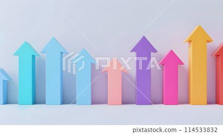 3DCG of a colorful arrow rising 114533832