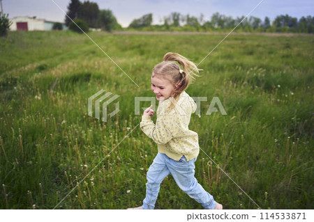 girls play catch up in a field girls play catch up in a field 114533871
