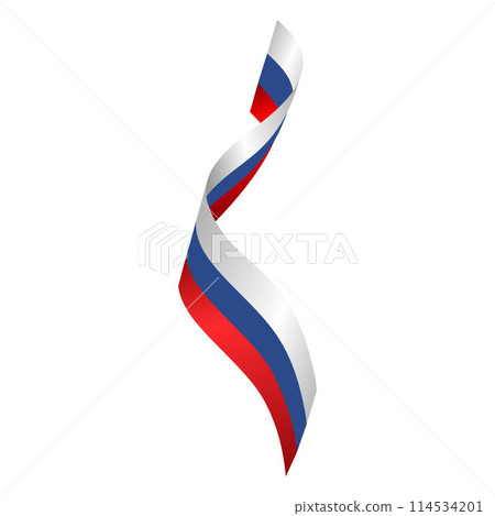 Flag of Russian Federation in form of ribbon. Illustration for Day of Russia on June 12. Flag of Russian Federation in form of ribbon. Illustration for Day of Russia on June 12. 114534201