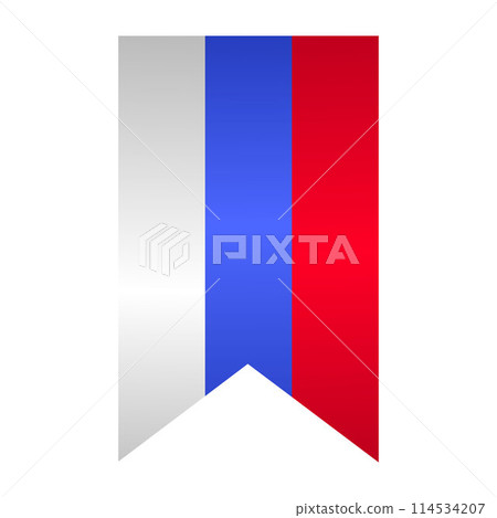 Flag of Russian Federation in form of ribbon. Illustration for Day of Russia on June 12. 114534207
