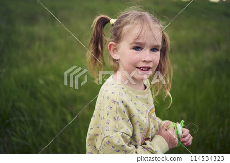 a portrait of a little blond girl in a field a portrait of a little blond girl in a field 114534323