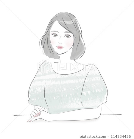 Woman table illustration 114534436