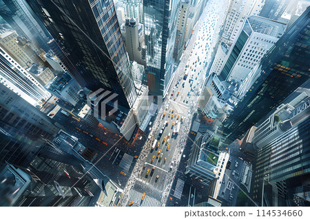 A panoramic view of a modern huge metropolis from a bird's eye view. 114534660